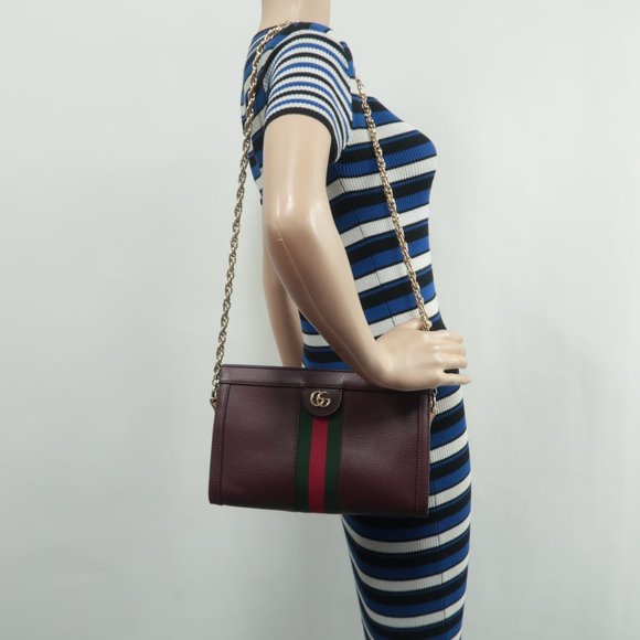 Gucci Burgundy Shoulder Bag with Gold Chain - Picture 12 of 12